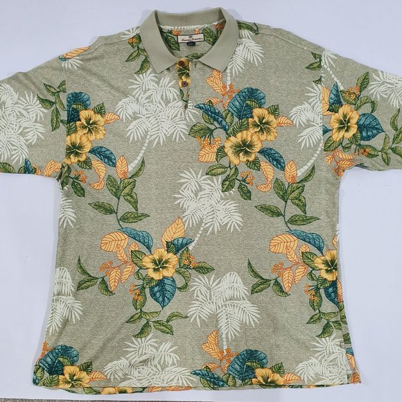 Tommy Bahama Floral Hawaiian Polo Shirt Size XXL - Picture 1 of 3